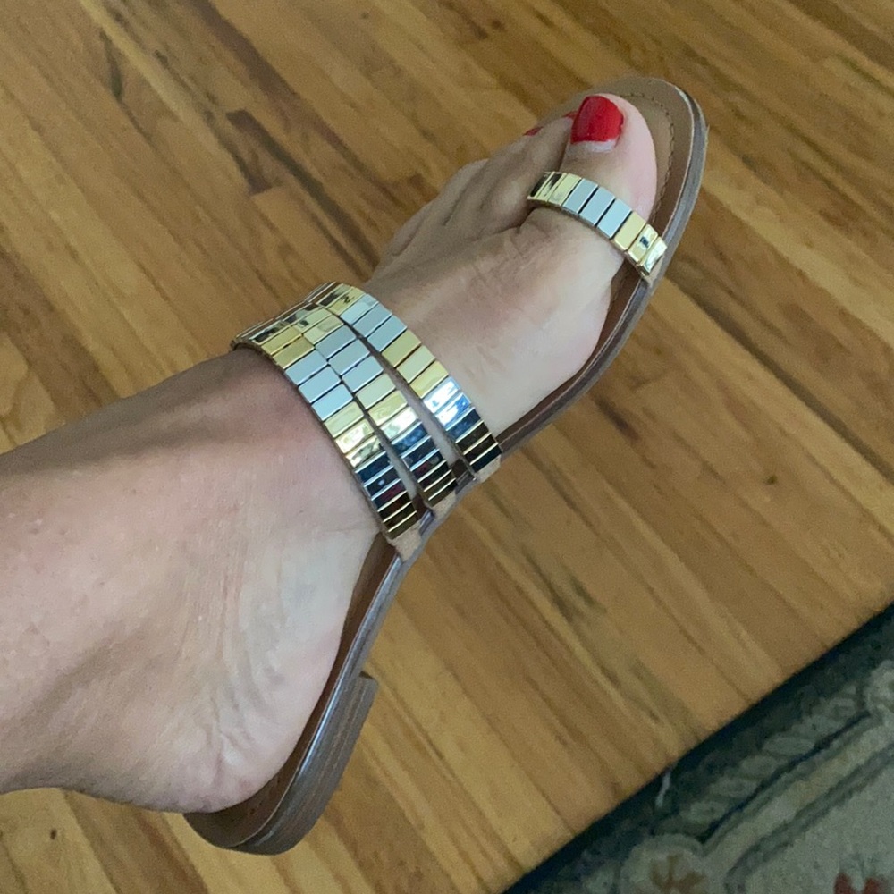 Almost new INC sandals in silver and gold, SZ 9